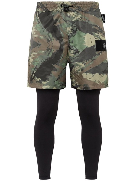 Running camouflage-print shorts