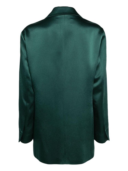 double-breasted satin blazer