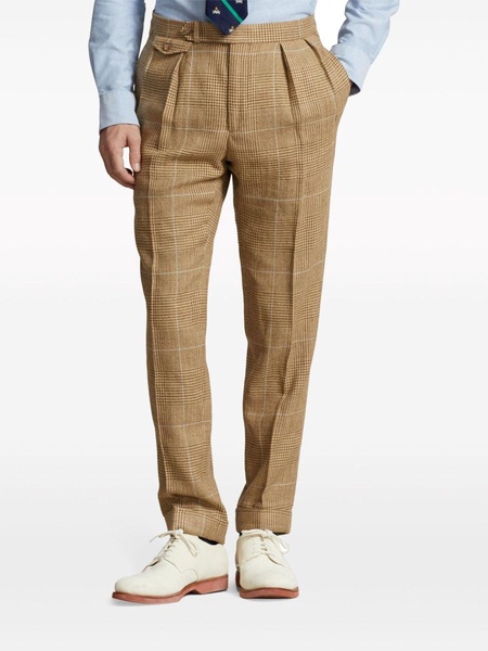 check-pattern plated tailored trousers 