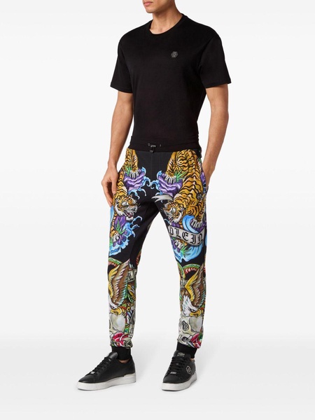 tattoo-print drawstring track pants