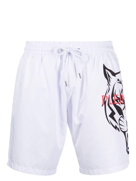 tiger-print swim shorts