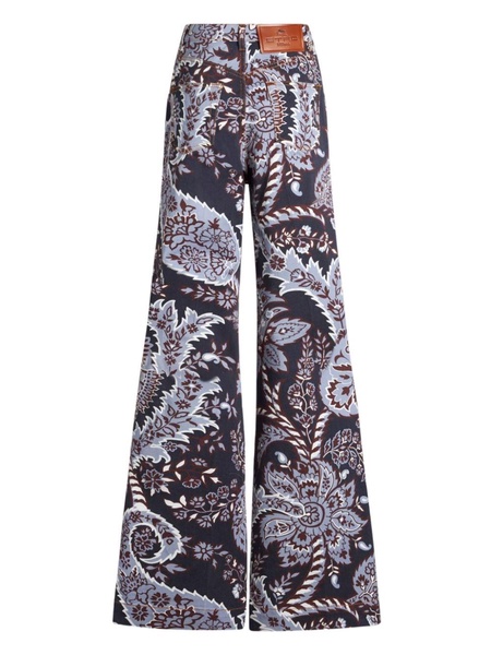 Paisley high-rise flared jeans