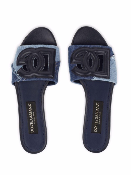 DG-logo patchwork-denim sandals