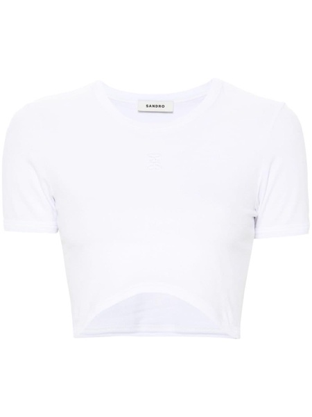 logo-embroidered cropped T-shirt