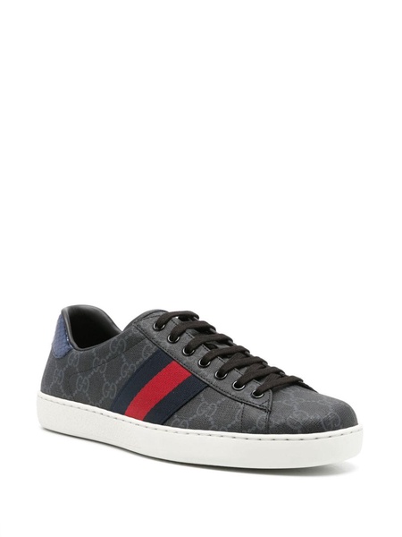 Ace Webbing-Trimmed Monogrammed Coated-Canvas Sneakers