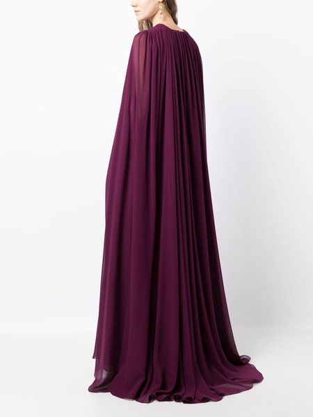 cape-effect pleated gown