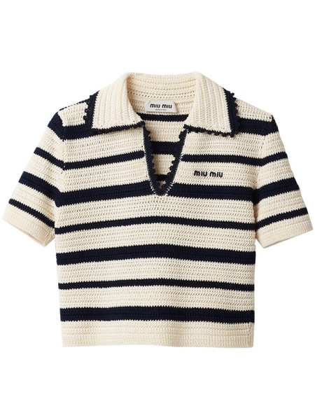 striped knitted polo shirt