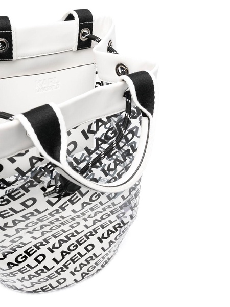 logo-print transparent bucket bag