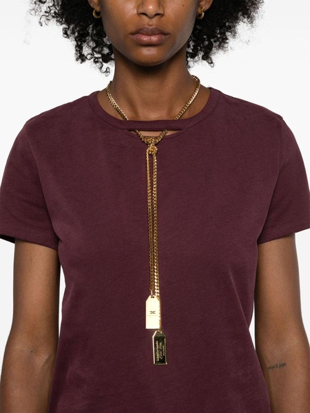 round-neck T-shirt with necklace