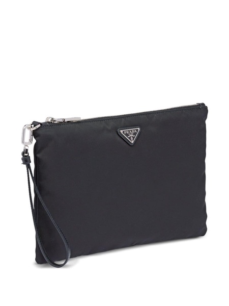 Re-Nylon triangle-logo clutch bag 