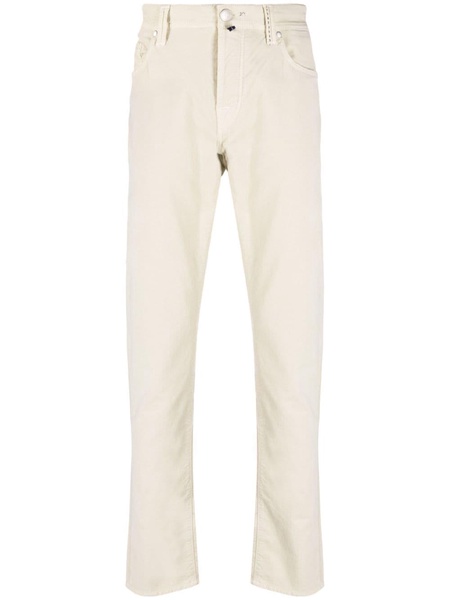 Leonardo logo-patch slim-fit trousers