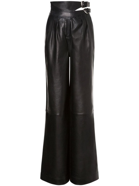 double-buckle leather trousers