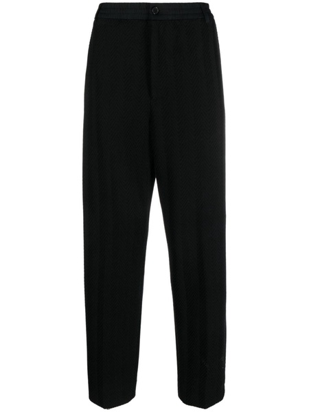 chevron-knit straight-leg trousers