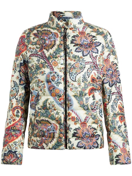 paisley-print down puffer jacket