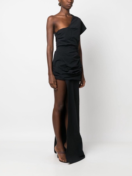 gathered asymmetric silk gown