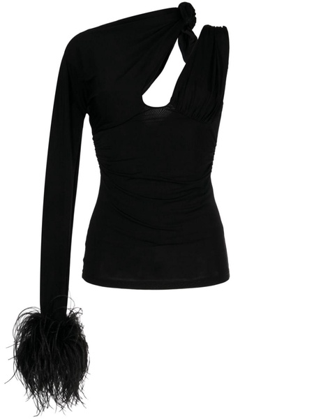 Tanner fur-detail asymmetric blouse