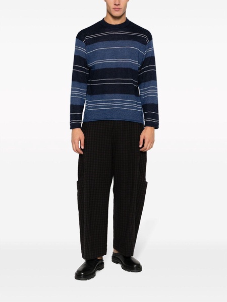 striped patterned intarsia-knit jumper