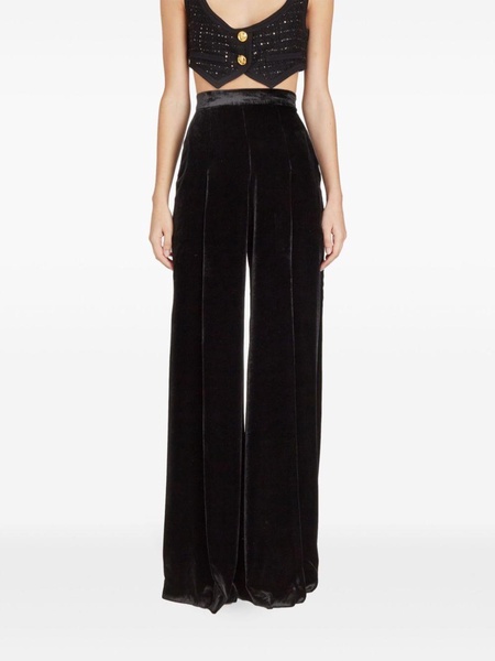 high-rise wide-leg velvet trousers