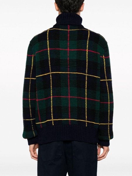 tartan-check wool jumper