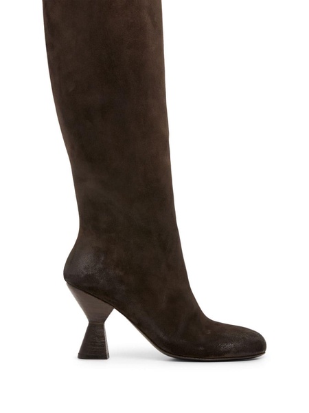 knee-high suede boots