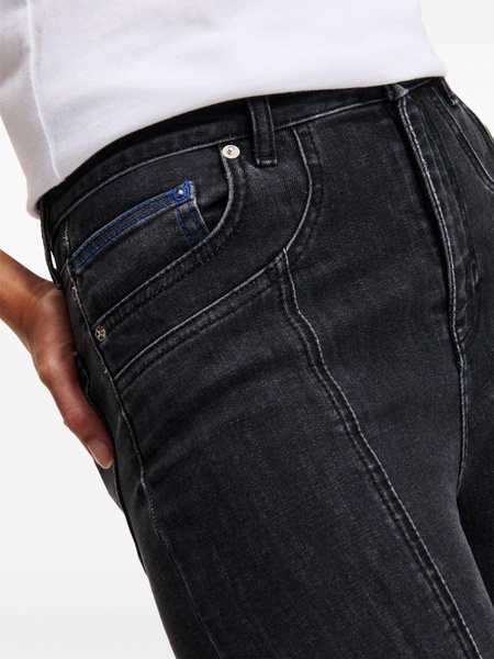 high-rise split-hem skinny jeans