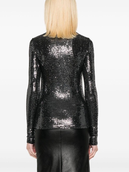 sequin-embellished roll-neck top