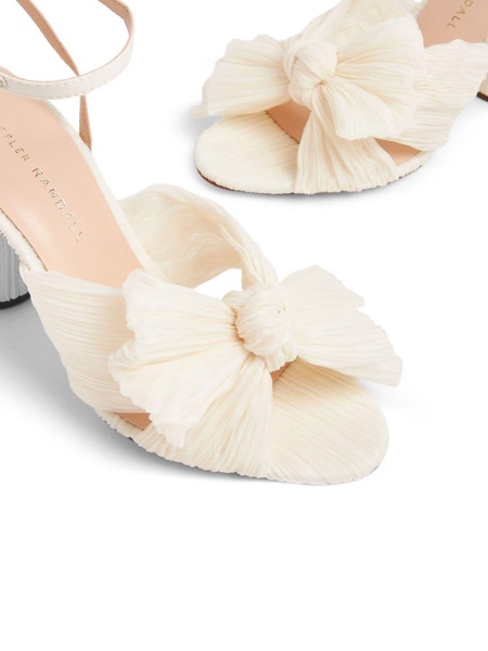 Camellia pleated-bow 90mm sandals