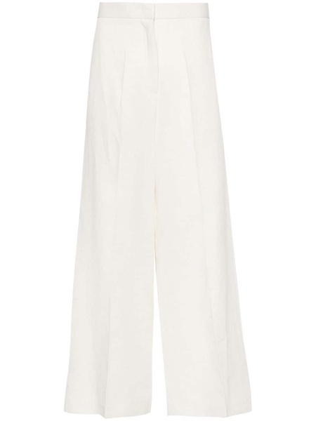 high-waist linen blend trousers