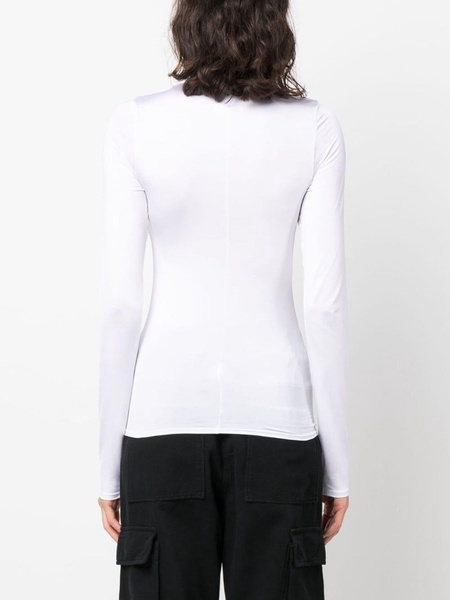 roll-neck stretch-jersey blouse