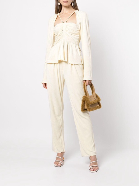 plissé straight-leg trousers