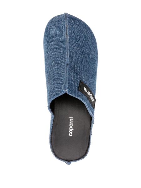 95mm denim wedge-heel mules