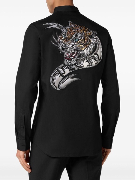 tiger-print crystal-embellished shirt