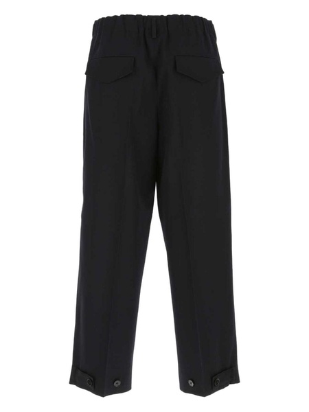 elasticated-waistband wool trousers