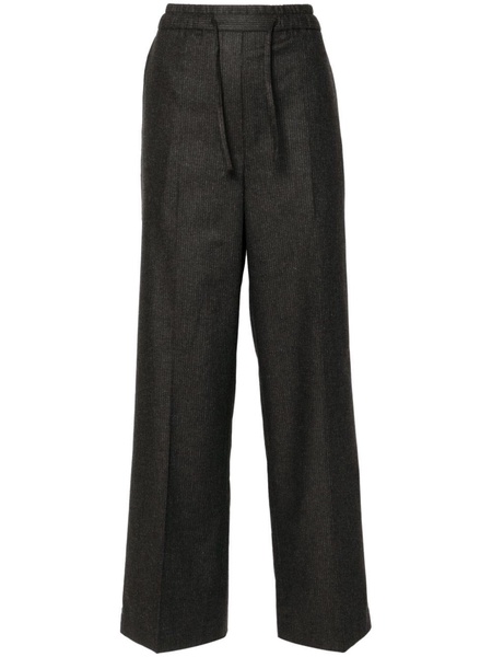 pinstriped straight trousers