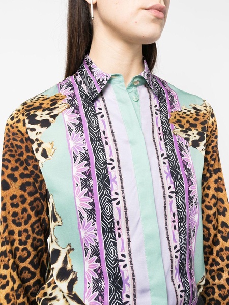 mixed-print shirt 