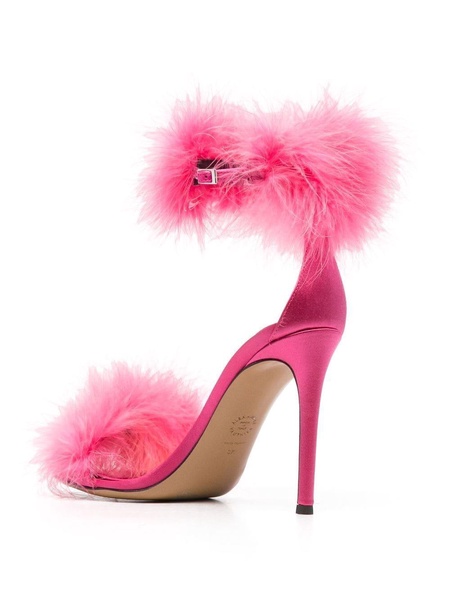 feather-detail open-toe sandals