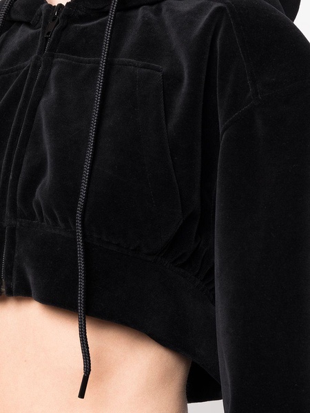 cropped velour hoodie