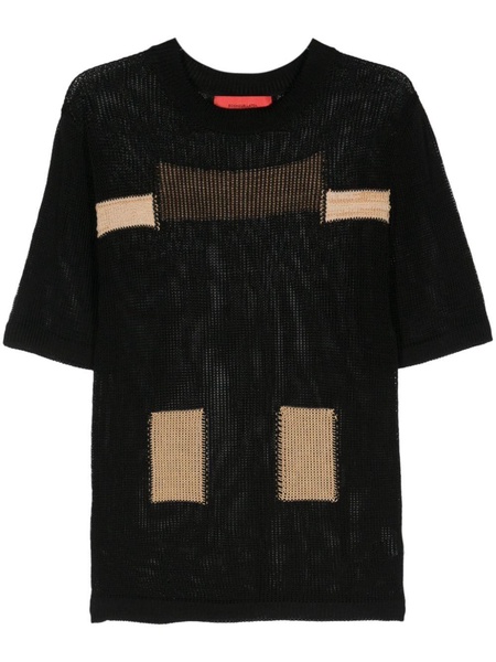 open-knit colour-block jumper