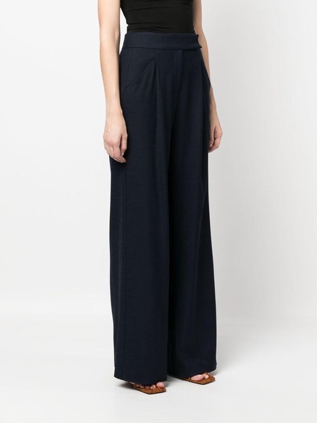 box-pleated wide-leg trousers