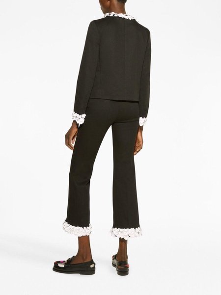 floral-appliqué cropped trousers