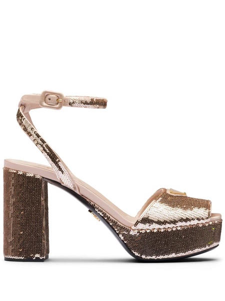 PRADA 95 SEQUIN BLOCK HEEL PLATFORM SANDAL