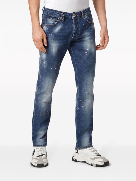 paint-splatter regular-fit jeans