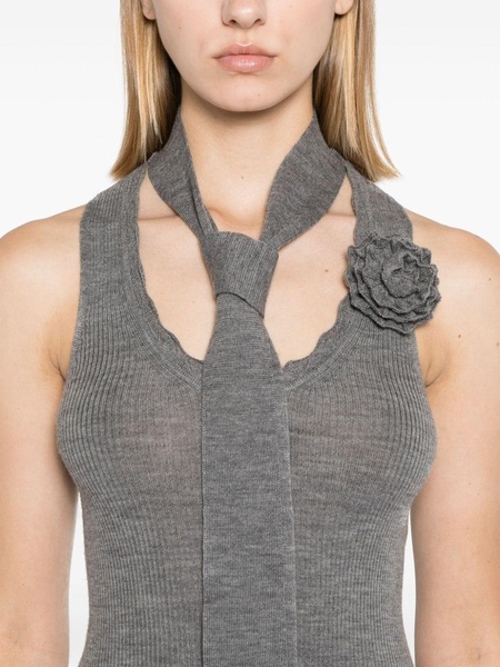 floral-appliqué knitted tank top