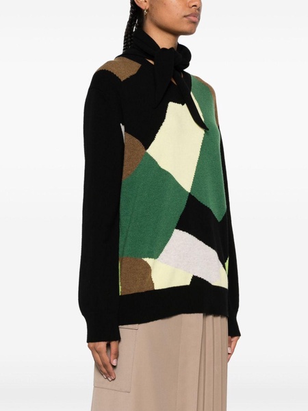 colour-block scarf jumper