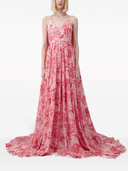 floral-print georgette gown