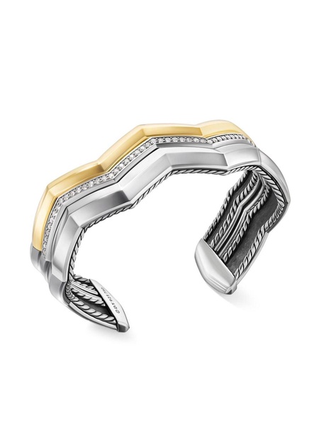 sterling silver and 18kt yellow gold Stax diamond cuff bracelet