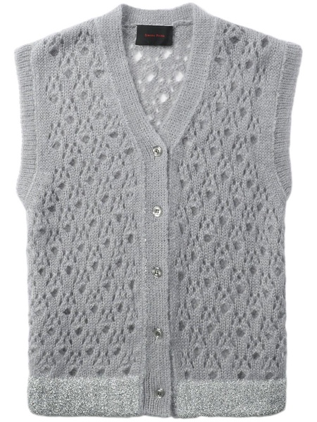 pointelle-knit glittered vest