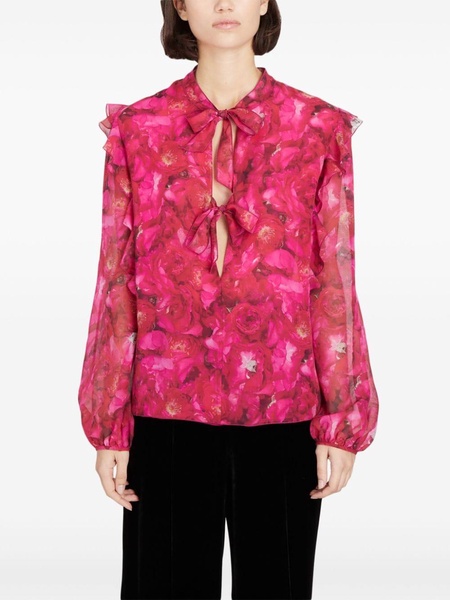 floral-print silk-georgette blouse