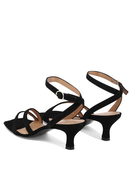 kitten heel suede sandals