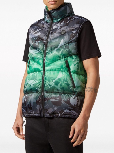 camouflage-pattern padded vest